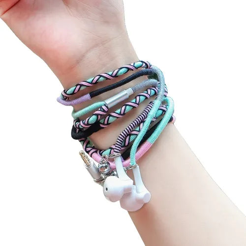URIZONS Colorful Braided In Ear Headphones Earbuds Bracelet Earphones With Mic For Iphone Android Devices For Kids