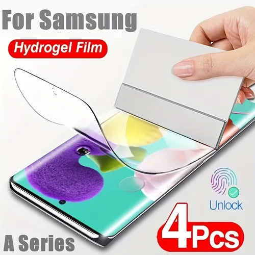 4 件/套水凝胶膜适用于三星 Galaxy A51 A52 A50 A32 A21S A12 A53 屏幕保护膜适用于三星 M12 M31 A54 M51