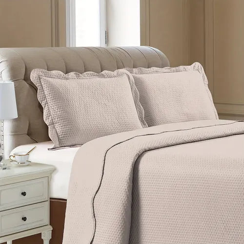 3pcs/set Solid Color Bedspread Set (1*Bedspread + 2*Pillowcase Without Filler), All Seasons Universal Soft Bedding Set For Bedroom Dorm Room