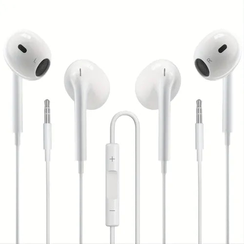 2pcs/Pack Wired Headphones With Microphone, Hi-Res Extra Bass Noise Isolating In-Ear Headphones For IPhone, IPod, IPad, Android, MP3, Huawei, Samsung, Lightweight Earphones With Volume Control 3.5mm Headphone Jack