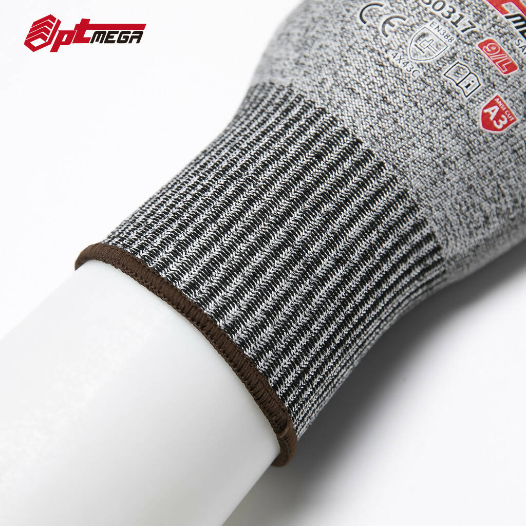 Optmega 30317 Cut Resistant Gloves, CE Level 5 Protection, PU Coated Cutting Work Gloves with Firm Grip, Breathable and Lightweight