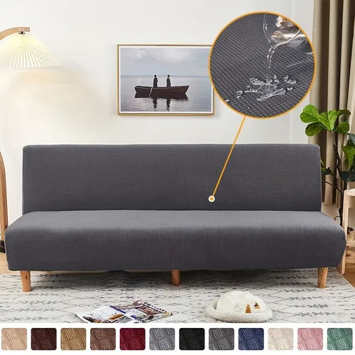 1pc Waterproof Armless Sofa Slipcover, Spill-proof Futon Cover For Living Room And Bedroom Home Decor
