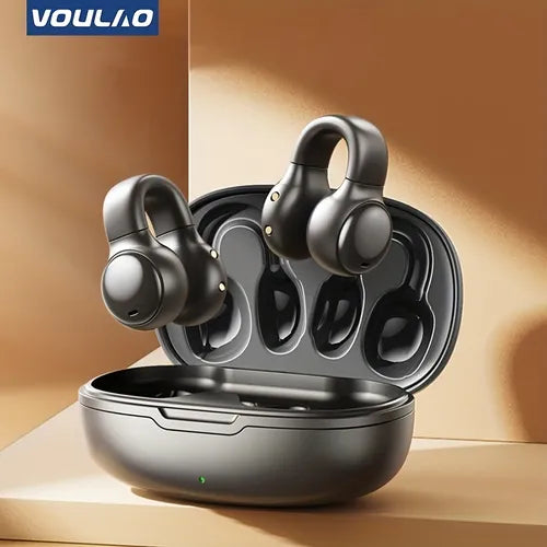 Voulao Wireless Earphones With Mics, Mini Portable, Ear Clip Design