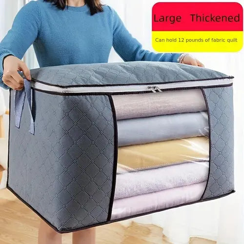 1pc Non-woven Quilt Storage Bag, Fabric Clothes Storage Bag, Moisture-proof Clothes Finishing Bag, Closet Organizer For Comforter Blankets Bedding Clothing, Home Storage & Organization