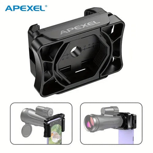 APEXEL 通用电话适配器适用于智能手机双筒望远镜支架夹目镜直径 0.9~1.96 英寸/23~50 毫米适用于各种镜头设备连接望远镜、双筒望远镜、单筒望远镜、显微镜、S