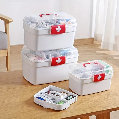 1个塑料多层家用药箱,便携式分体药品收纳盒,便携式急救箱,家用药箱