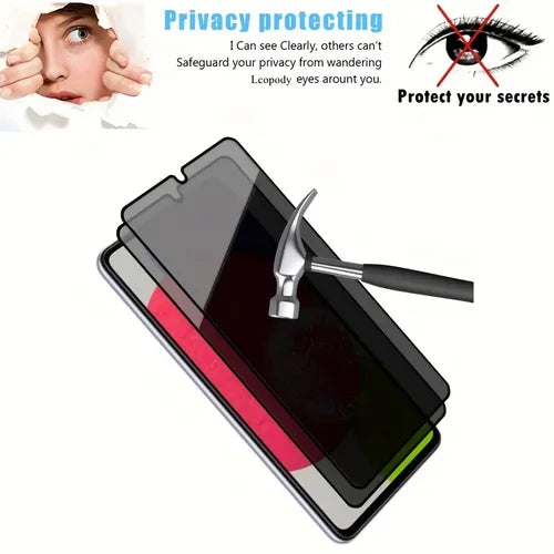 2pcs Full Cover Privacy Screen Protectors For SAMSUNG GALAXY A11 A12 A125U A13 A135U A135U1 A14 A145F/DSN A146U A21S A217F/DS A31 A315F/DS A32 A325F/DS A326U A33 5G A336B/DS A34 A346B/DS A51 A515U A516U A52 A52S A525F/D A526U A53 A536U A54 A546U