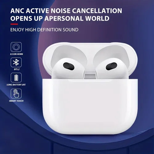 TWS 真无线立体声耳机带充电盒适用于 Apple Airpods,高清音乐音效,4-5 小时享受时间,电池寿命长,赠送一根充电器线