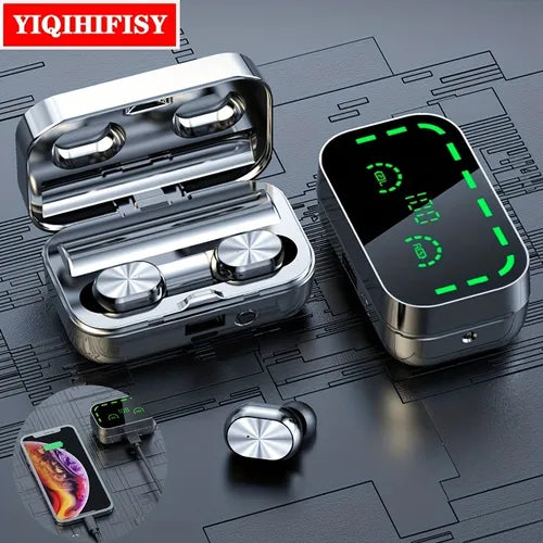 True Wireless Stereo Earbuds, HD Display HiFi Sound Quality, Waterproof Headset Earphone Mini For Smartphones