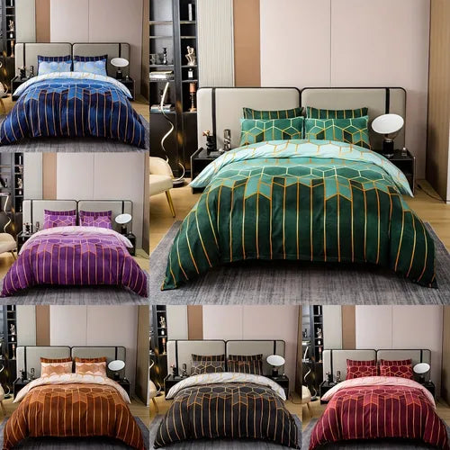 3pcs Geometric Pattern Duvet Cover Set Bedding Set, Soft Comfortable Duvet Cover, For Bedroom, Guest Room (1*Duvet Cover + 2*Pillowcase, Without Core)