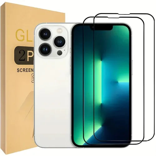 2 件全覆盖屏幕保护膜适用于 Apple iPhone 11 12 13 14 Pro Max X XR XS Max 7 8 Plus iPhone SE 3/2(2022/2020 版)钢化玻璃保护膜生日礼物女朋友男朋友朋友父母自己