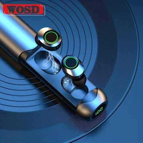 WoSD True Wireless Headset Game Headset Sports Headset Waterproof Stereo, Mobile High Fidelity Stereo Music Digital Display. Applicable To IPhone Xiaomi Gift For Birthday/Easter/Boy/Girlfriends