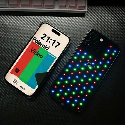 酷炫时尚 LED 发光 iPhone 14 手机壳 - 彩色发光钢化玻璃防摔手机壳男女款 - 享受音乐和灯光