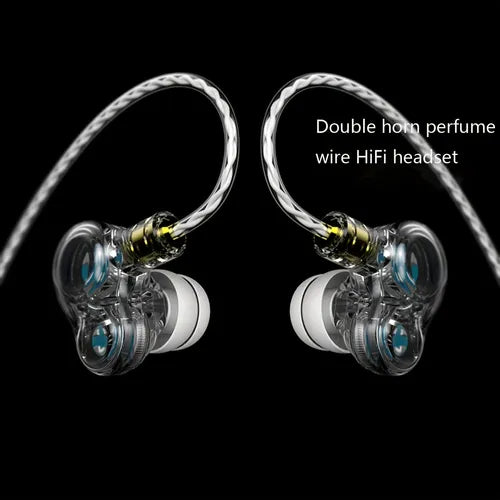 X7 Dual Moving Coil Transparent Shell Perfume Wire In-Ear HiFi Mobile Phone Headphones