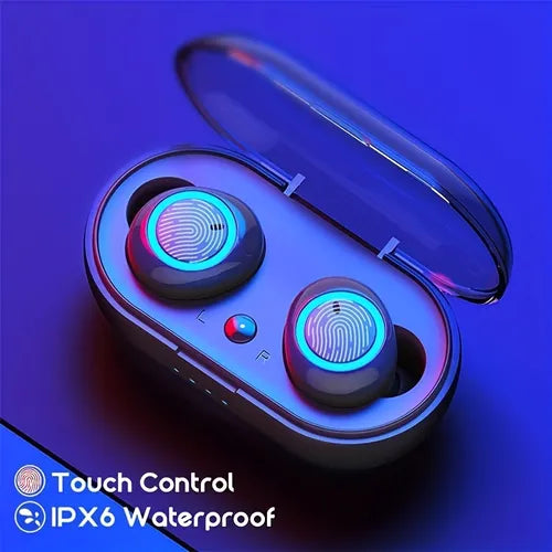 Y50 Wireless Earbuds, TWS BT5.1 Ear Buds With Breath Light Indicating Battery Level, IPX6 Waterpoor In-Ear Headphones For Gaming, Meeting And Sports. 200mAh Charger Case(30mAh*2 Earbuds) With 2-3H Single Playtime. Best Birthday Gifts For Man & Women