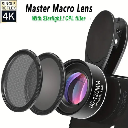 Mobile Phone Lens 10x Macro Optic External High Definition HD Camera Lens With Starlight / CPL Filter For IPhone Xiaomi Samsung IPad Android