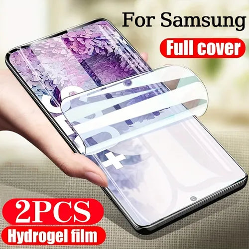 2 件装适用于三星 S8/S9/S10E/S10+/S10 5G/S20/S20+/S21/S21+/S22/S22+/S23+/S23 超柔软全覆盖软水凝胶膜保护膜非玻璃手机屏幕保护膜