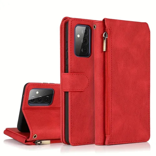 حافظة جلدية للهاتف المحمول متعددة البطاقات بسحاب لهاتف سامسونج جالاكسي A33 A53 A73 5G S20 S20 PLUS S20 Ultra S21 S22 Ultra S23 S23 PLUS S23 Ultra