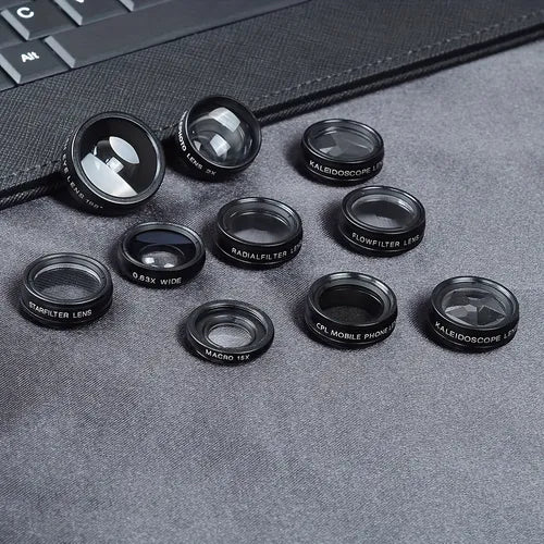 Apexel 25.4 Cm 1 Phone Camera Lens Kit Wide Angle/Macro/Fisheye/Telephoto/CPL/Flow/Radial/Star Filter/Kaleidoscope Lens For IPhone And Most Phone Mobile Phone Lens Kit