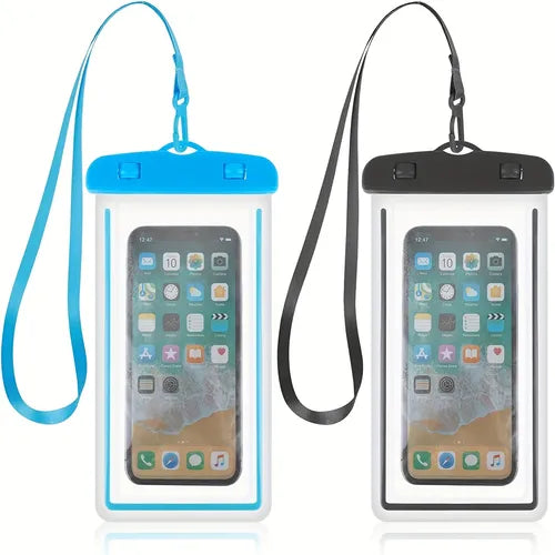 防水手机袋 2 件装通用水下手机壳干燥袋防水手机袋兼容 iPhone 13 12 11 Pro Max Max XS X XR 三星 Galaxy 适合海滩游泳 6.9 英寸透明