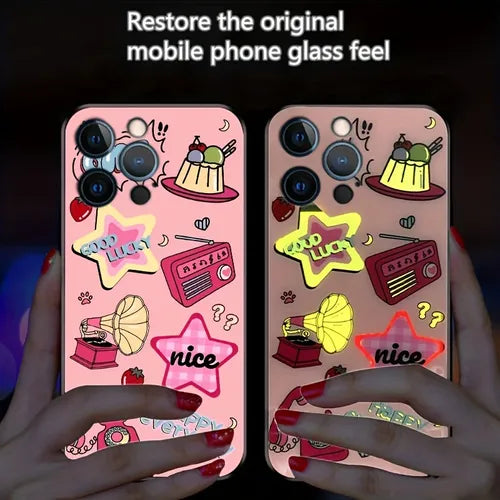LED Lights For IPhone 14 13 12 Colorful Glow Bar Party Women's And Call Music Flash Skinny Matte Protective
