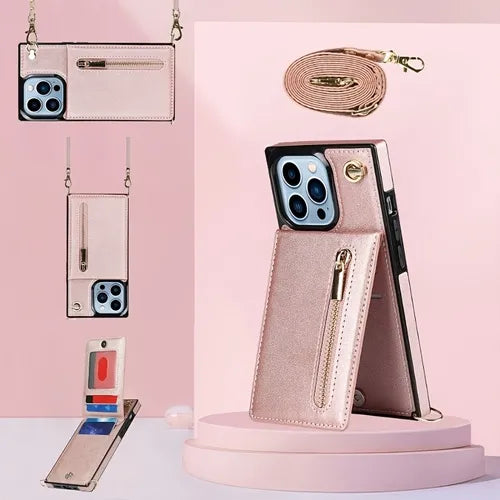 TPU 皮套带支架适用于 iPhone14/14Plus/14 Pro/14Pro Max iPhone13/13mini/13pro/13pro Max 12 11 X XR XS Max 7 8 SE2 钱包套女斜跨手机卡包保护套