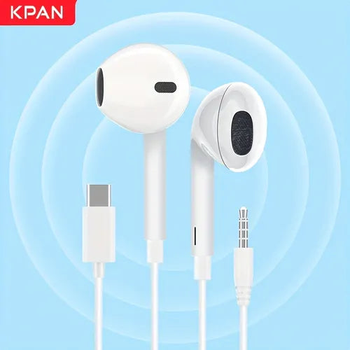 耳机适用于苹果手机、Type-C笔记本电脑、圆孔3.5mm、半入耳式有线、高音质、线长1.1m