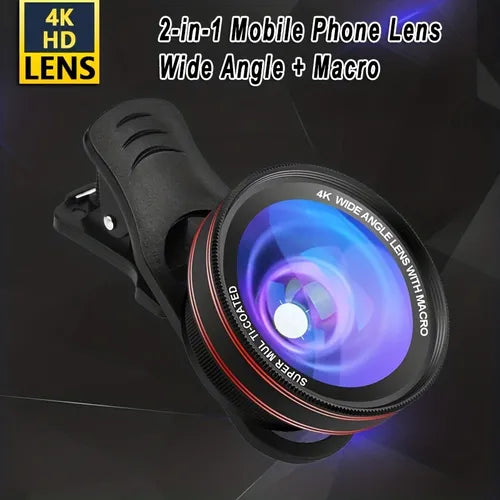 Upgrade Optical Design 5.08 Cm 1 Phone Lens Kit For IPhone IPad And Android Macro And Wide Angle Lens With LED Light And Travel Case