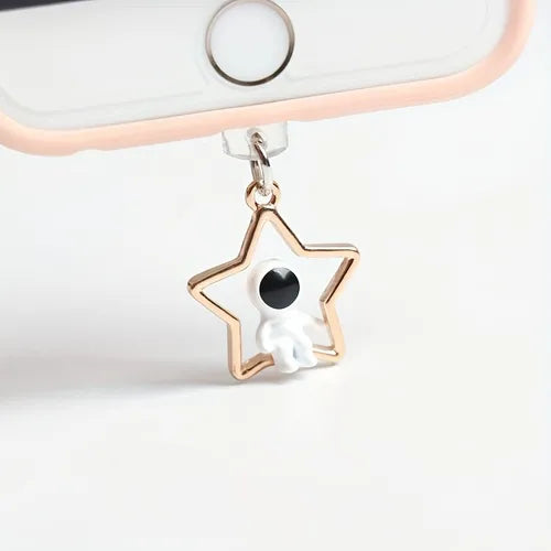 Mobile Phone Dust Plug Diy Stereo Astronaut Star Moon Pendant Mobile Phone Universal Headset Dust Plug Data Cable Charging Port Plug