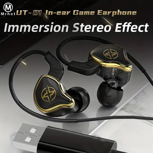 Mrhot UT-01 USB Game Earphones For PC PC Game Earphones 7.1 Channel USB Interface 2.5m/200.0cm Wired Microphone Low Music Earphones For Office Live Game Earphones And PS4