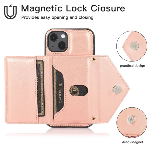 钱包式手机壳适用于 iPhone 14 Pro Max 6.7 英寸可折叠多功能卡片手机壳适用于 Iphone 14 13 12 11 XS 8 7 SE MAX Plus Mini