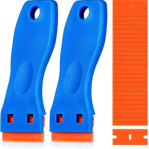 Plastic Spatula Cleaning Blade Glass Glue Removal Knife Cleaning Cleaning Knife Tile Floor Scraper Car Laminating Tool 1 Scraper + 10 Plastic Blades + 10 Metal Blades