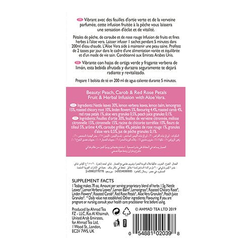 Ahmad Peach, Carob & Rose Petals "Beauty" Infusion 20 teabags