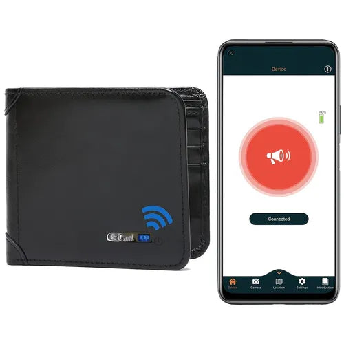 Intelligent Wallet Anti-lost Tracker Wallet Genuine Leather, Position Record (Via Phone GPS)