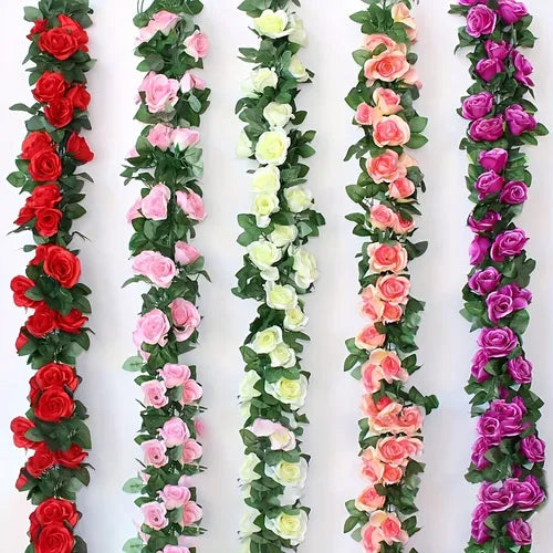 1 件,人造玫瑰藤,人造花花环常春藤藤,仿真植物藤,塑料植物藤,悬挂家居装饰花园装饰场景装饰