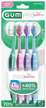 GUM Pro Sensitive Toothbrush 4 pcs