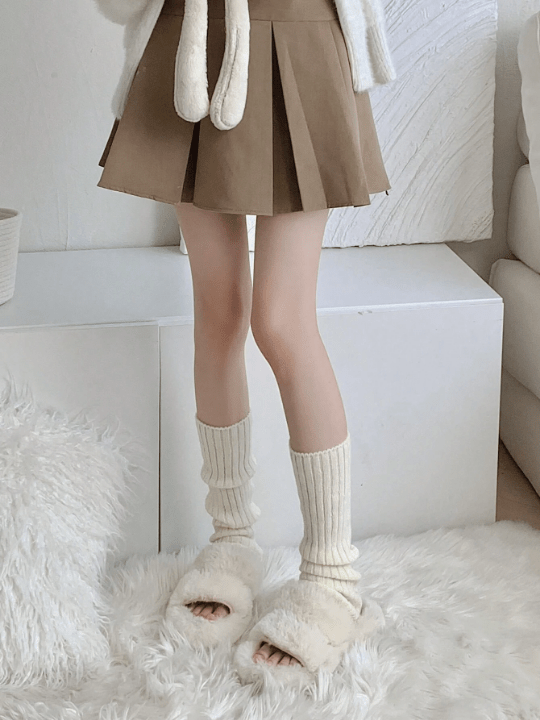 1 Pair Basic Solid Color Women's Leg Warmer, Fashion Arm Warmer, Knitted Pile Socks For Autumn & Winter, Japanese Schoolgirl Style Leg/arm Wamer - Lolli World Marketplace