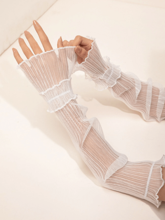 1 Pair Flounce Cuff Pleated Arm Sleeves - Lolli World Marketplace