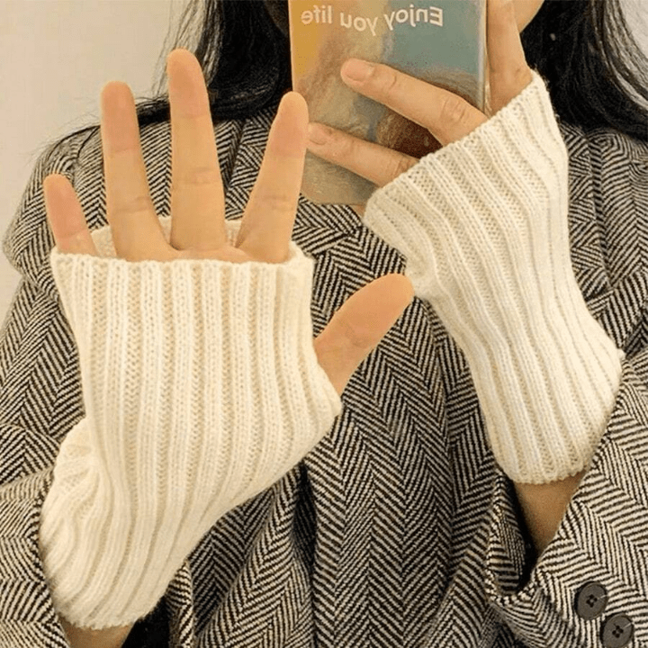 1 Pair Knitted Gloves With Fingerless Arm Warmer Sleeve Cover For Warmth In Fall And Winter - Lolli World Marketplace