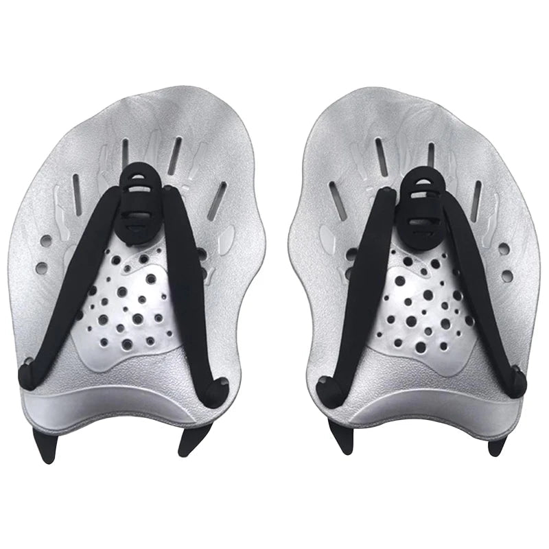 1 Pair Swimming Training Paddles Swim Hand Paddles Snorkeling Diving Gloves Fin Flipper Sports Silicone Palm Adjustable Straps