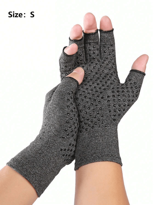 1 Pair Unisex Arthritis Gloves Grey Fingerless Gloves Warm Elastic Knit Gloves For Women & Men - Lolli World Marketplace