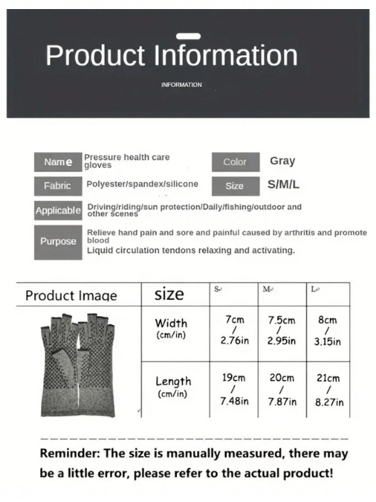 1 Pair Unisex Arthritis Gloves Grey Fingerless Gloves Warm Elastic Knit Gloves For Women & Men - Lolli World Marketplace