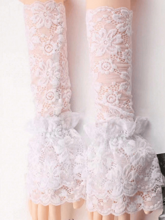 1 Pair Women Lace Flower Pattern Elegant Fake Cuffs - Lolli World Marketplace