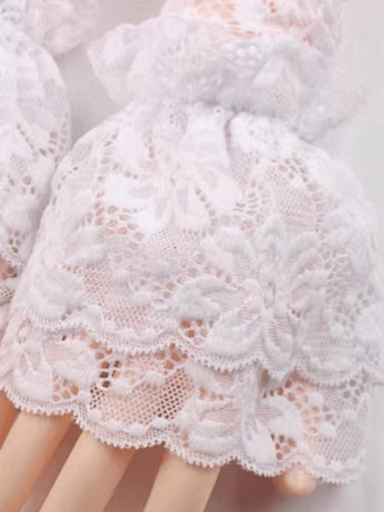1 Pair Women Lace Flower Pattern Elegant Fake Cuffs - Lolli World Marketplace