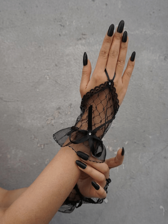 1 Pair Women Rhinestone & Bow Decor Fashionable Fingerless Gloves For Daily Life - Lolli World Marketplace