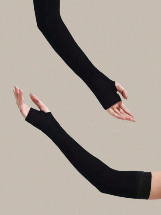 1 Pair Women Solid Black Arm Sleeves For Daily Decoration - Lolli World Marketplace