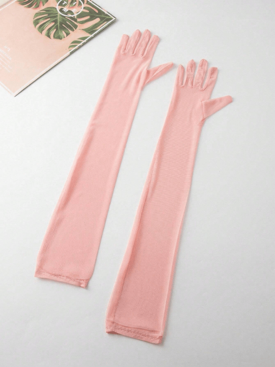 1 Pair Women's Fashionable Simple Mesh Silk Long Gloves Suitable For Decoration, Travel And Party Matching - Lolli World Marketplace