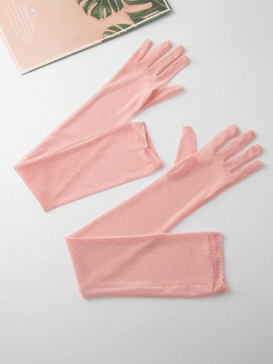 1 Pair Women's Fashionable Simple Mesh Silk Long Gloves Suitable For Decoration, Travel And Party Matching - Lolli World Marketplace