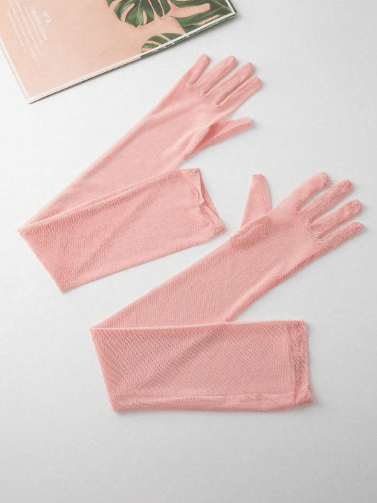 1 Pair Women's Fashionable Simple Mesh Silk Long Gloves Suitable For Decoration, Travel And Party Matching - Lolli World Marketplace