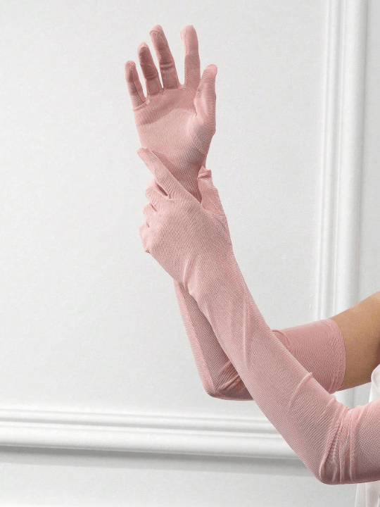 1 Pair Women's Fashionable Simple Mesh Silk Long Gloves Suitable For Decoration, Travel And Party Matching - Lolli World Marketplace